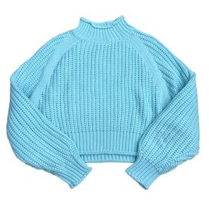 Brave Soul‎ London Mock Neck Cropped Waffle Knit Sweater Women Large